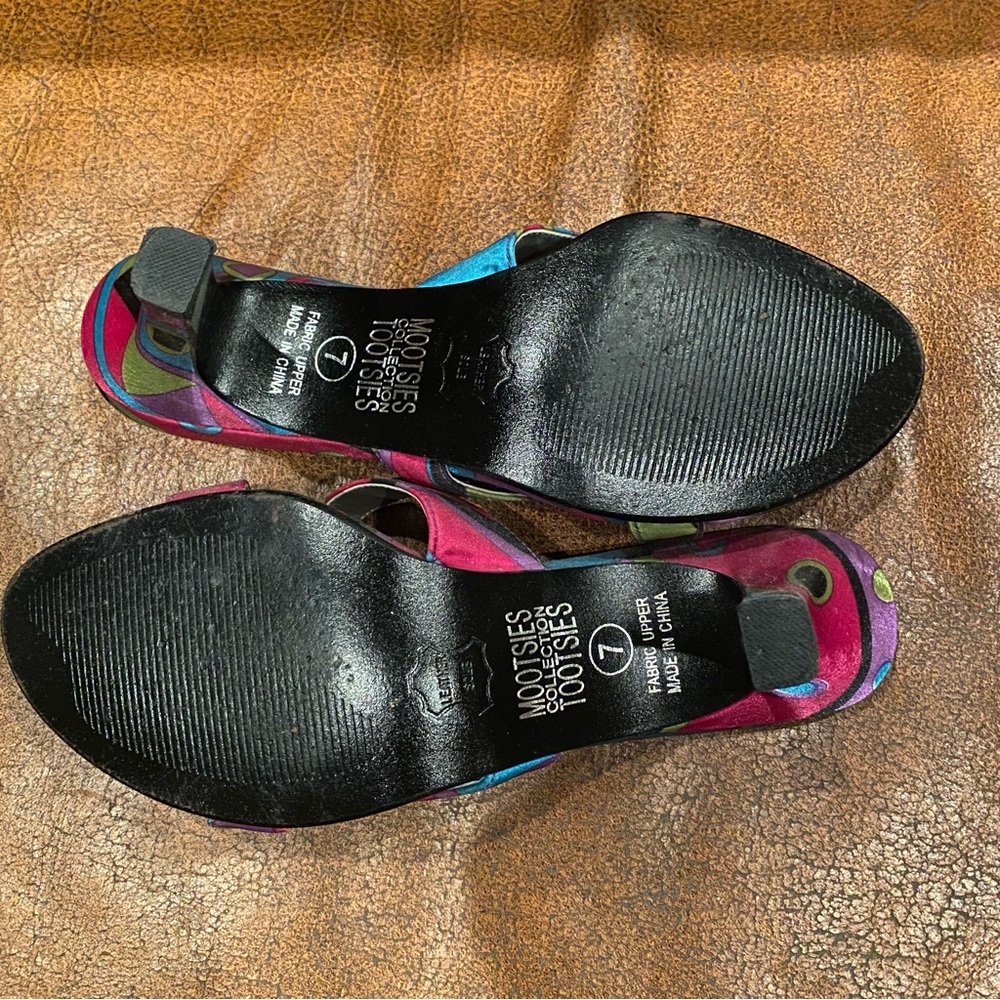 Mootsies Tootsies Multicolor Bow Slides Mules Size 7 - Picture 6 of 7